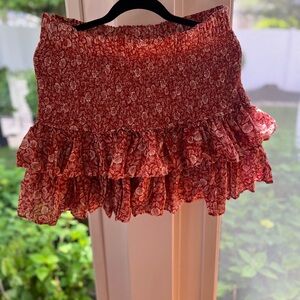 Loft flounced mini skirt with smocked drop waist